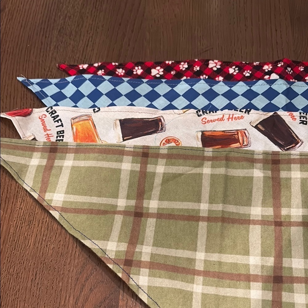 Hand crafted Dog bandana Plaid and Patterned